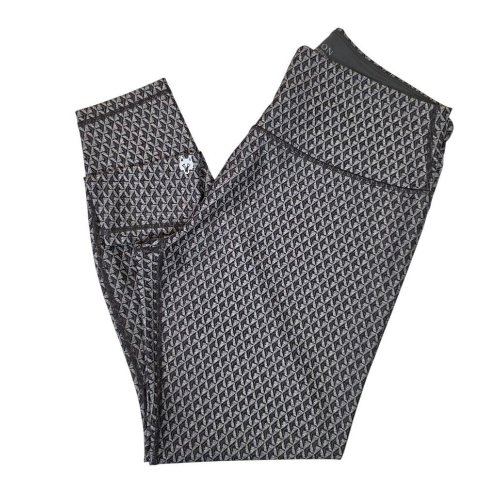 Greyson Women's XL Wolvestooth Luna Leggings Grey Black Geometric High Rise